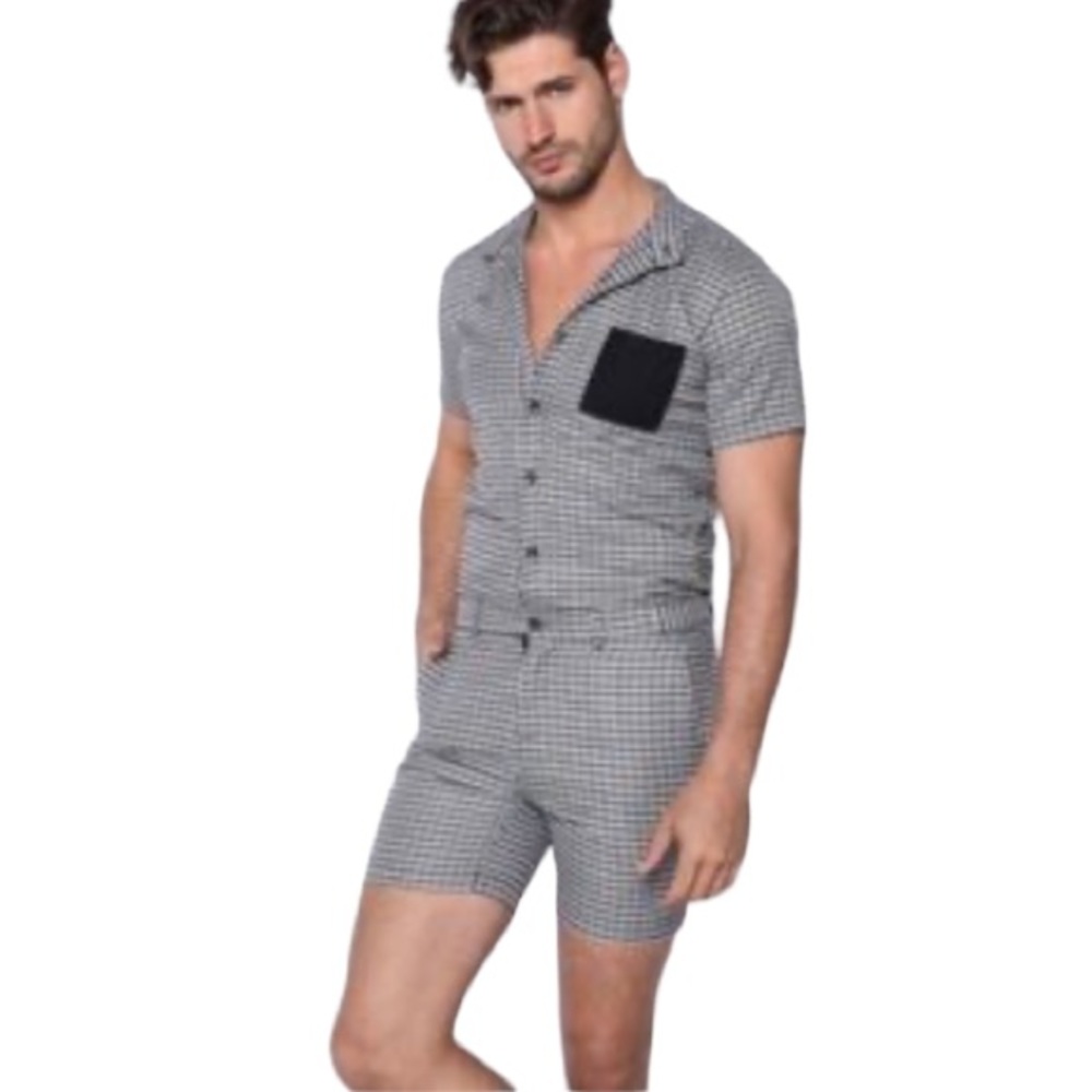 NWOT Romper Jack Black and White Checkered Romper Size XL